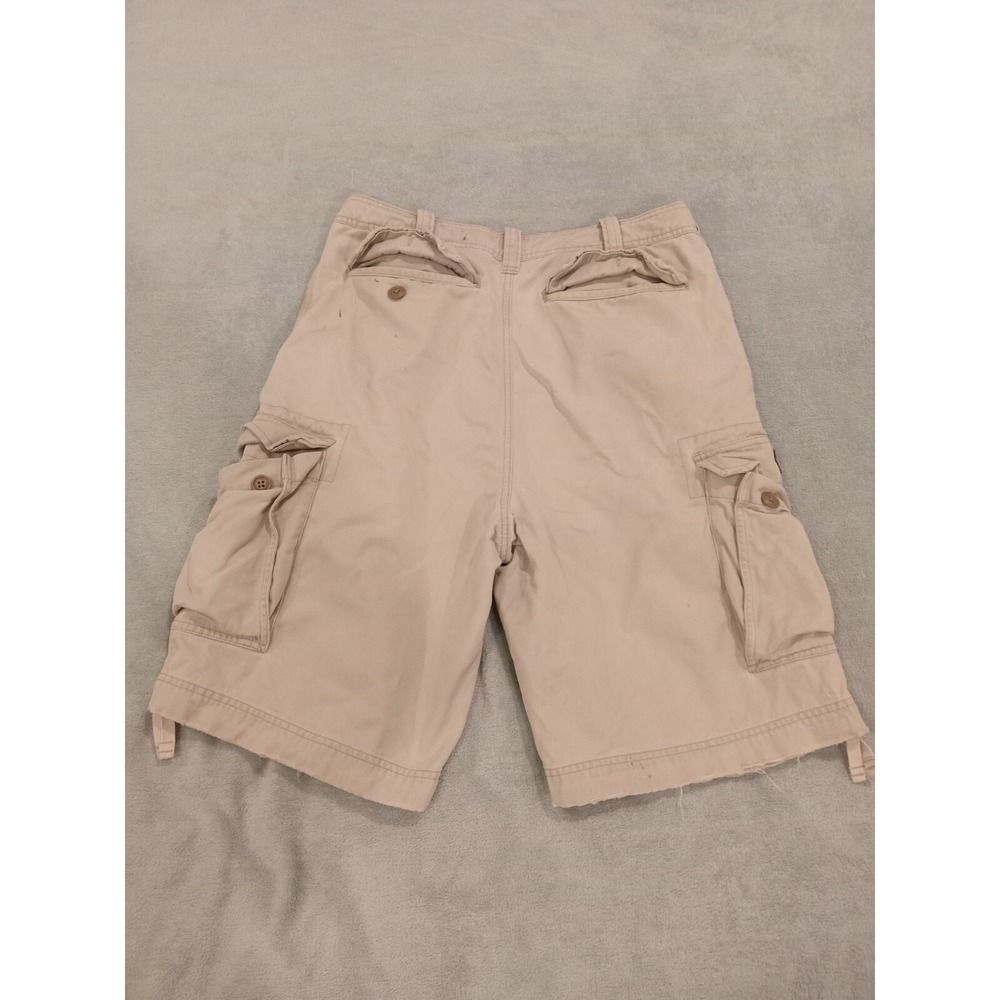 Mens 33 Abercrombie & Fitch Heavy Duty Khaki Beige Cargo Shorts Relaxed Fit